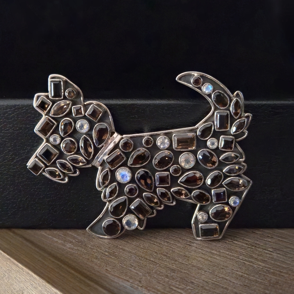 NICKY BUTLER 925 Sterling Silver Terrier Westie Scottie Dog Brooch Pendant Pin